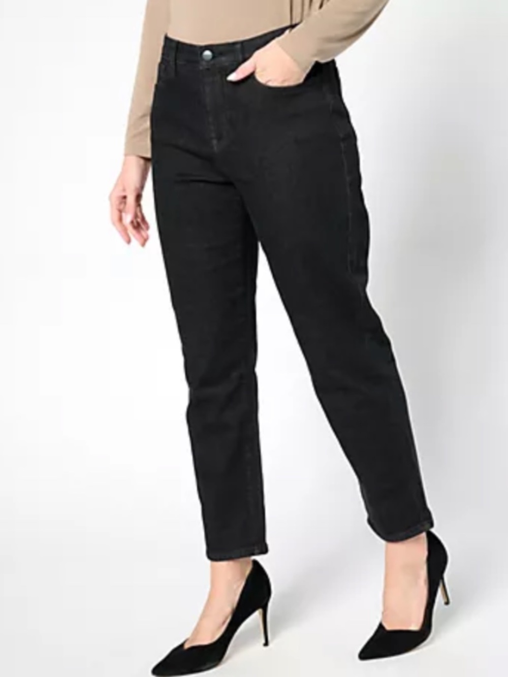 NYDJ Women's Petite Pants 14P Relaxed Boyfriend Jean Black NWOT